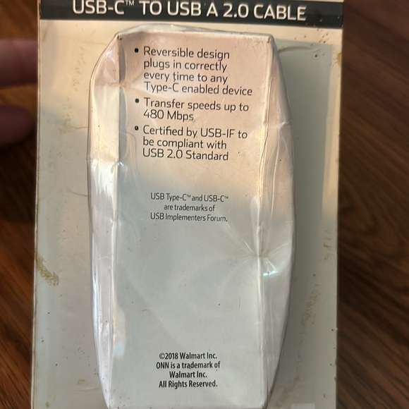 NWT NIP ONN 3 Ft Foot USB-C to USB A 2.0 Cable Type 3 Cable with Reversible Plug - Picture 2 of 16